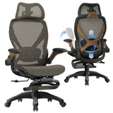 ELABEST X100 Ergonomic Mesh Office Chair with Footrest, Big and Tall Home Desk Chair with 5D Flip-Up Arms, Adjustable 3D Lumbar Support, Gaming & Executive Computer Chair (Coffee Break)