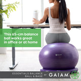 Gaiam Essentials Balance Ball & Base Kit, 65cm Yoga Ball Chair, Exercise Ball with Inflatable Ring Base for Home or Office Desk, Includes Air Pump - Navy Gaiam Essentials