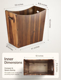 Tidita 3-Gallon Acacia Wood Wastebasket, Small Wood Trash Can with Handles