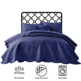 MOONLIGHT20015 8 Pack Quilt King Size Bedding (106" x 96") - Bulk Wholesale for Hotels, Guest Bedroom & Airbnbs - Lightweight Microfiber Reversible Embossed Quilts Bedspread (Navy)