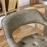 LEEMTORIG Faux Leather Dining Chairs with Arms, Mid-Century Dining Room Chairs with Supportive Back, Solid Wood Boss Caption's Chairs Office Desk Chairs, Game Poker Chairs, Soft Light Grey CY-NX173-UA
