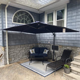PURPLE LEAF Patio Umbrella 9' x 11.5' Rectangle All-Day Shade Control Navy