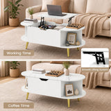 Giantex Lift Top Coffee Table with Storage, 39.5" Faux Marble Center Table