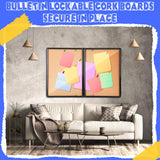 Motipuns 48"x36" Lockable Enclosed Bulletin Board with Glass Door, Weather Resistant Cork Notice Board, Wall Mounted Display Case for School Office Community Outdoor, 12xA4(Brown, Black Frame)