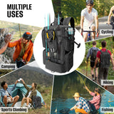 LIWSHWZ Fishing Tackle Backpack with Rod Holders,20L Lightweight Fishing Bag Storage Tackle Box Backpack for 3600 or 3700 Trays,Water Resistant Tackle Bag with Four Pockets (8.66” x 5.90” x17.52”)