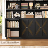 FACBOTALL 72.8" Large Bookshelf, Farmhouse Bookshelf with 8 Doors, Black