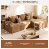 96.8" Boneless Couch Cloud Modular Sectional Sofa with L Shaped Chaise, Modern Comfy Corduroy Upholstered Deep Seat Couches Lounge with 5 Pillows for Living Room Bedroom(Brown, Right Facing Chaise)