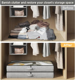 TidyCorner 2-Pack Under Bed Storage Containers, 4.5 Inches Tall Low Profile Underbed Clothes Storage Organizer Bin with Sturdy Sidewalls/Bottom, Underbed Storage Bins 2 Storage Thin Bins