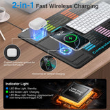 Wireless Charging Mouse Pad with Foldable Phone Holder, 31.5"x15.8" in