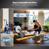 pooboo Rowing Machines for Home, Dual Wind & Magnetic Resistance, Foldable Row Machine 400 LB Weight Capacity, 14 Levels (Black Classic)