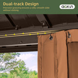 Aoxun 12’x16’ Hardtop Gazebo with Galvanized Steel Double Roof Brown