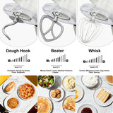 8.45 QT All Metal Stand Mixer,10 Speed Large Capacity Kitchen Mixer with Digital Timer & Tilt-Head, Electric Mixer with Whisk Dough Hook Mixing Beater (White)