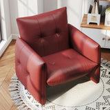 NessCarsti Faux Leather Lazy Chic Single Sofa Chair for Versatile Style,Red