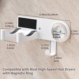 chochoyah Hair Dryer Holder Wall Mounted, Hair Dryer Organizer Self Adhesive Compatible with Dyson Blow Dryer Holder Aluminum BlowDryer Holder Wall Mounted for Bathroom White