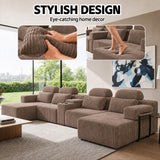 RENDGO 146" Oversized Boneless Sectional Sofa with Chaise,U Shaped,Coffee