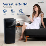 SereneLife 10,000 BTU Portable Air Conditioner, 115V Compact Room Air Conditioner with Dehumidifier & Fan, Window Mount Kit Included, Mini AC Unit for Bedroom, Office, or Home, Black