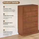 SUCSSRICH Solid Wood Dresser for Bedroom, Natural Solid Wood 6 Drawer Dresser,45.3" Tall Mid Century Modern Chest of Drawers, Closet Storage Organizer for Living Room, Bedroom