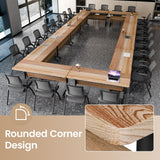 Folding Conference Table with Wheels, Flip-Top Mobile Training Table Modular Conference Room Tables, Space Saving Seminar Meeting Tables for Office School Business Classroom(Light walnut,4PCS 47.2in)