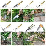 Garden Tool Set, WisaKey 9 Piece Stainless Steel Heavy Duty Green Gardening Tools with Non-Slip Ergonomic Handle