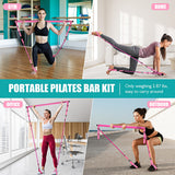 Ayombo Pilates Bar Kit with Resistance Bands, Adjustable Pilates Equipment for Legs, Hip, Waist, Arm, Squats Exercise Equipment for Home Gym Workouts