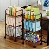 Rolling Book Cart with Removable Dividers, 3-Tier File Cart with Wheels, Utility Storage Rack for Office, Home, Classroom