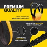 Pull Up Assistance Bands Set - 4 Heavy-Duty Pull Up Bands, Height Adjustable Strap & Comfortable Foot Strap - Stackable Pull Up Resistance Bands for Pull Ups (Yellow)