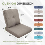 moosprr Outdoor Cushion Set of 4, Waterproof Outdoor Seat Cushions 25x22, Patio Chair Cushions for Outdoor Furniture, Couch Cushion Replacement, Include 4 Back & 4 Seat Cushions, Warm Grey