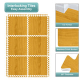 Sorbus 144 Sq. Ft. Wood Grain Floor Tiles Foam Mat EVA Interlocking Mats Tile 3/8-Inch Thick Flooring Wood Puzzle Exercise Mats w/Borders - Home Playroom Basement, Apartment, Trade Show, Baby, Dance