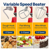 VIVOHOME 9 in 1 Multifunctional Stand Mixer with Fermentation, 6 Speed 7.5 Quart Kitchen Electric Food Mixer with Timer, Meat Grinder, Red