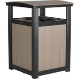 LuxCraft Poly Outdoor Trash Can, Garbage Can Outdoor - Durable All Weather Commercial Trash Can & Residential Outdoor Trash Bin for Patio Pool Park Business and Personal (Weatherwood & Black)