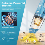 TROIZO Handheld Vacuum Cordless, 14500PA Powerful Suction Hand Held Vacuum Cleaner with Brushless Motor, Rechargeable and Portable Car Vacuum for Home Office Car Pet