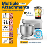VIVOHOME 6-in-1 Stand Mixer, 8.5 Quart Electric Tilt-Head Kitchen Mixer with Bowl, Multifunctional Food Mixer for Cake, Bread, and Dough, Silver