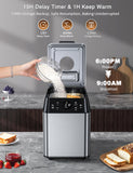 KBS 3LB Programmable Bread Maker,20-in-1 Automatic Bread Machine with Ceramic Pan & Fruit Dispenser, 750W Dual Heaters Bread Maker Machine with Quiet Brushless Motor,Stainless Steel,15H Timer,3 Colors
