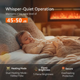 EUHOMY 60 Inch Electric Fireplace Wall Recessed and Wall Mounted with Adjustable Flame Color, Fireplace Heater with Remote Control, Linear Fireplace with Timer, Touch Screen, Log & Crystal, 750/1500W