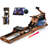 MERACH Foldable Wooden Rowing Machine, Water Electromagnetic Rower Machine for Home Use, Exclusive App Lifetime Membership, Patented Space Saver, MERACH Go Technology, 950 MERACH