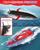 Fullware Spider Hero RC Boat, 2.4GHz Remote Control Boat with LED Lights for Kids, Pool Toy with 2 Rechargeable Batteries, Spray Function, and Low Battery Alarm for Boys & Girls