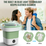 16L Foldable Portable Washing Machine, 45dB Quiet 3-Mode Mini Washer, No Installation Compact Laundry for Travel RV Dorm Apartment Camping, Green
