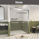 Shower Doors Glass Sliding,Semi-Frameless,1/4" Inch Sgcc Tempered Glass,Stainless Steel Pull Handle,Tempered Glass,Easy to Clean,Matte Black (Brushed Nickel, 60" W x 72" H)