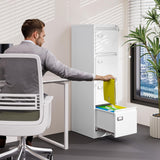 BYNSOE 4 Drawer File Cabinet with Lock Metal Vertical File Storage Cabinet Office Home Steel Vertical File Cabinet for A4 Legal/Letter Size Narrow File Cabinet Locked,Assembly Required