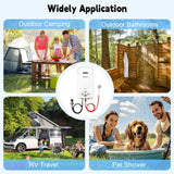 Syfuulv Propane Tankless Water Heater Outdoor, 1.58 GPM Portable Water Heater Instant Hot, 41,000 BTU, LED Digital Display, Overheating Protection, Camping, RV, Cabin, Barn, White 6L