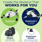DeskCycle Under Desk Bike Pedal Exerciser - Stationary Bikes for Home & Office - Standard and Adjustable Height Versions DeskCycle