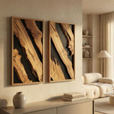 Natural Wood Framed Olive Wood Wall Art - Single Panel Solid Wood Decor for Living Room, Office, Bedroom & Entryway - Handcrafted Live Edge Hanging 14"x30"