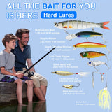 Fishing Lures Tackle Box Bass Kit, Including Animated Lure,Crankbaits,Spinnerbaits,Soft Plastic Worms, Topwater Lures,Hooks,Saltwater & Freshwater Fishing Gear for Bass,Trout, Salmon.
