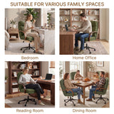 KISLOT Home Office Desk Chair, Ergonomic Office Chair with Lumbar Support, Adjustable Swivel Computer Chair with Wheels, Fabric Executive Task Chair with Wood Arms, Moss Green
