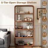5-Tier Bookshelf, 71" Tall Bookcase, Open Display Shelves, Walnut
