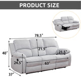 MOOLSUN Living Room Furniture Set Corduroy Recliner Compartments and Cup Holders Reclining for Home Theater/Office（A-Grey White Microfiber,Sofa(3 Seater)）