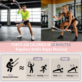WITSPARKLLE Ropeless Battle Ropes, Adjustable Cordless Battle Ropes with Resistance Springs, Weighted Portable Workout Rope for Home Gym, Low-Impact HIIT Training Equipment for Men & Women (Pink)