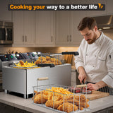WaterElfo electric turkey fryer Commercial deep fryer with basket 3600W27.4QT with timer26L deepen deep fryer Variable twin cylinder