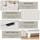 Shoe Cabinet Storage for Entryway with 3 Flip Drawers & Side Cabinet, Fluted Narrow Shoe Organizer with Wooden Leg, Freestanding Shoe Storage Hidden Shoe Rack Organizer for Front Door Entrance, White
