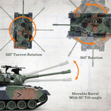 Supdex 1:18 RC Tank, 2.4Ghz US M60 Remote Control Tank Model Toys, 15 Channel Battle Military Toy with Smoke, Light Sound, Volume Switch, Army Toy for Adult and Kid